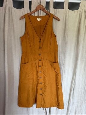Anthropologie Maeve Sleeveless Button-Front Midi Dress in Rust Orange